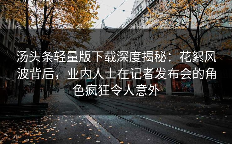 汤头条轻量版下载深度揭秘：花絮风波背后，业内人士在记者发布会的角色疯狂令人意外