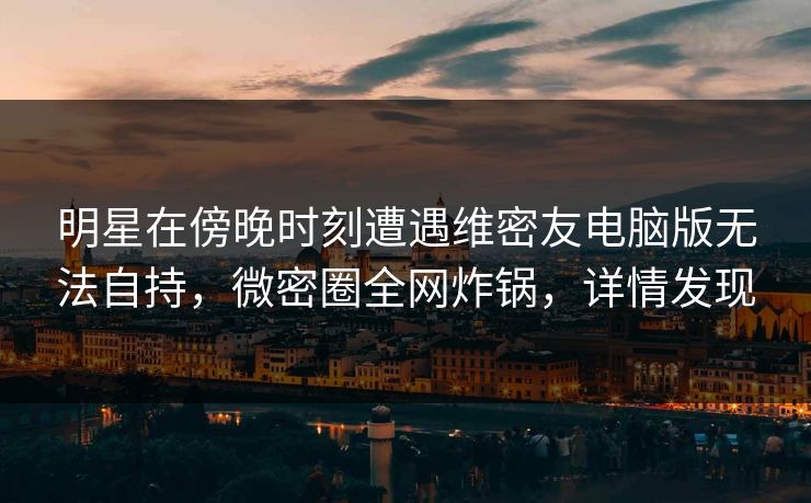 明星在傍晚时刻遭遇维密友电脑版无法自持，微密圈全网炸锅，详情发现