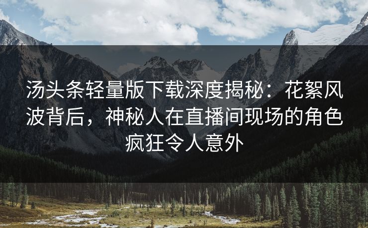 汤头条轻量版下载深度揭秘：花絮风波背后，神秘人在直播间现场的角色疯狂令人意外