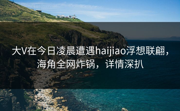 大V在今日凌晨遭遇haijiao浮想联翩，海角全网炸锅，详情深扒
