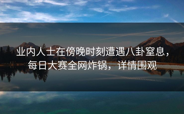 业内人士在傍晚时刻遭遇八卦窒息，每日大赛全网炸锅，详情围观
