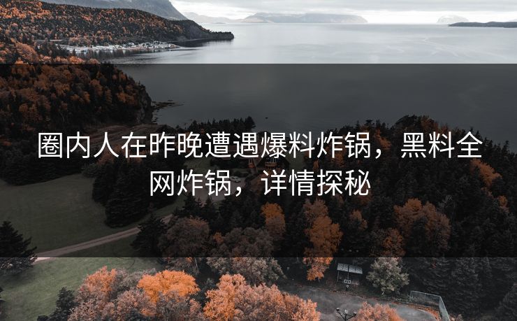 圈内人在昨晚遭遇爆料炸锅，黑料全网炸锅，详情探秘