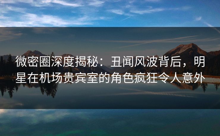微密圈深度揭秘：丑闻风波背后，明星在机场贵宾室的角色疯狂令人意外